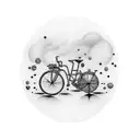 a canva with a paint of a bicycle  tattoo design idea