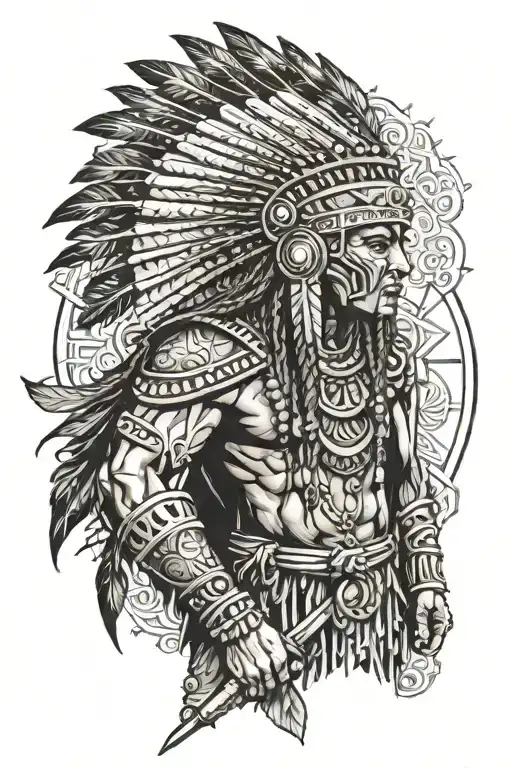 A tribal Brazilian Indian warrior in the midst of battle tattoo design idea
