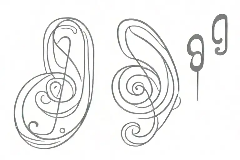 bass clef and 6.22.24 tattoo design idea