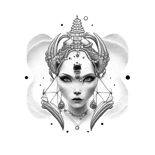 Fortuna Goddess Simplistic tattoo design idea