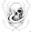 A shamanic journey depicted by a scuba diver exploring a hidden underwater temple tattoo design idea