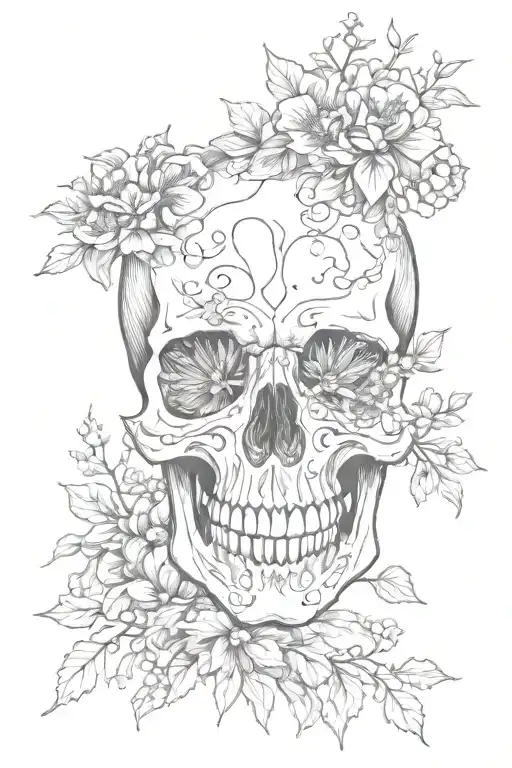 Skull king queen anne's lace tattoo design idea