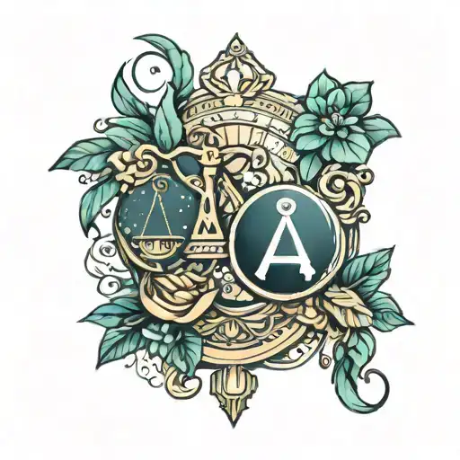 combine tiny libra and virgo zodiac sign tattoo design idea