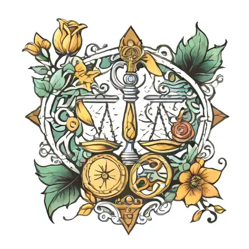 combine tiny libra and virgo zodiac sign tattoo design idea