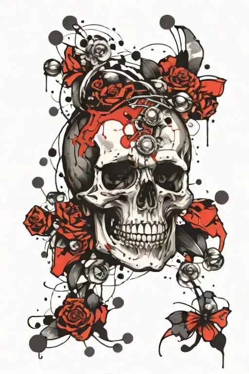 skull and gems tattoo design idea