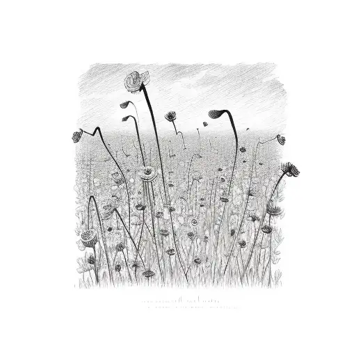 wildflower field with sign tattoo design idea