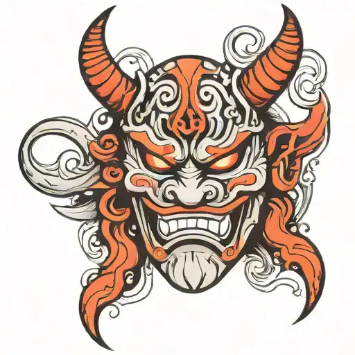 bipolar disorder oni mask tattoo design idea