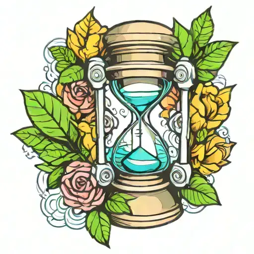 vaporwave hourglass tattoo design idea
