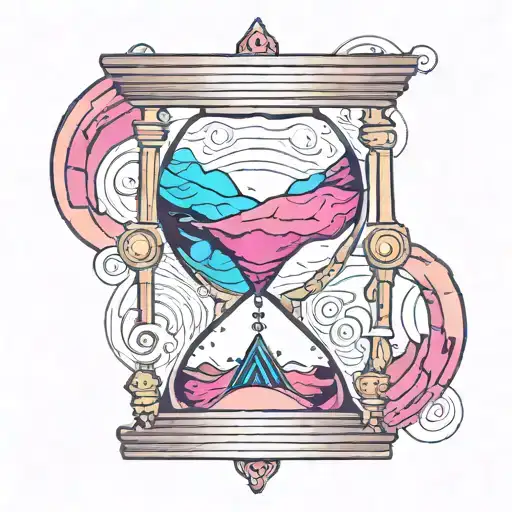 vaporwave hourglass tattoo design idea