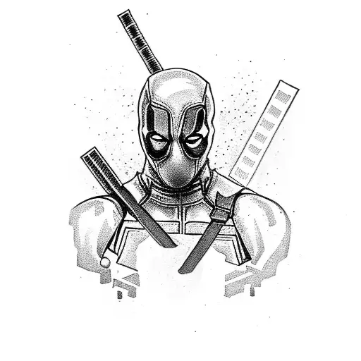 deadpool killing super heros tattoo design idea
