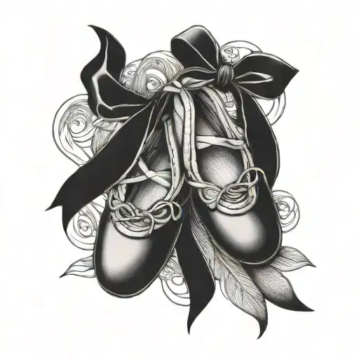 ballet shoes tied together tattoo design idea
