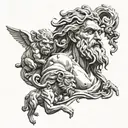 Zeus with 3 monkeys representing the personalities tattoo design idea