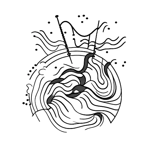 A minimalist depiction of the Bay of Naples with a scientific equation forming the waves tattoo design idea