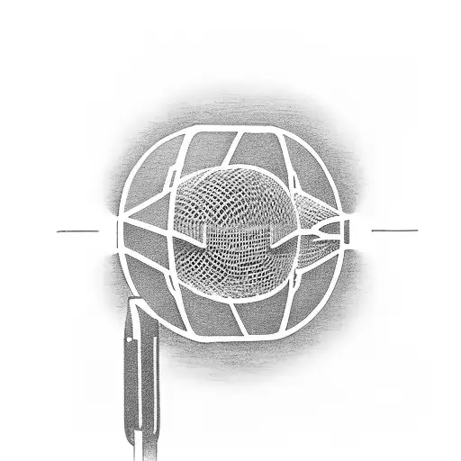A microphone with architectural elements incorporated into its design tattoo design idea