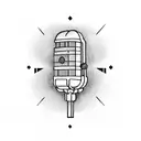 A microphone with architectural elements incorporated into its design tattoo design idea