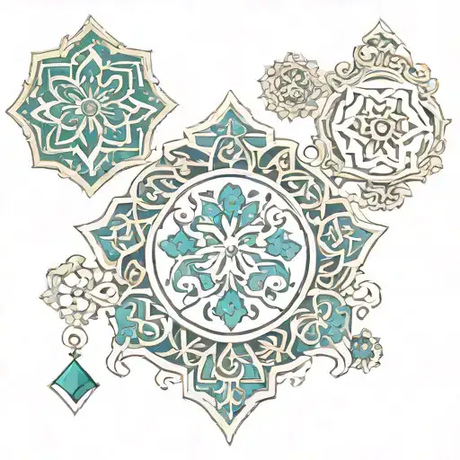 Kazakh ethnic ornaments tattoo design idea