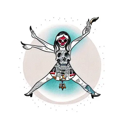 girl with dress wearing an animal skull tattoo design idea