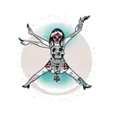 girl with dress wearing an animal skull tattoo design idea