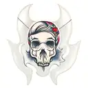 girl with dress wearing an animal skull tattoo design idea