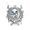 girl with dress wearing an animal skull tattoo design idea