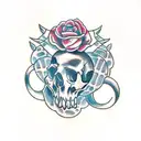 girl with dress wearing an animal skull tattoo design idea