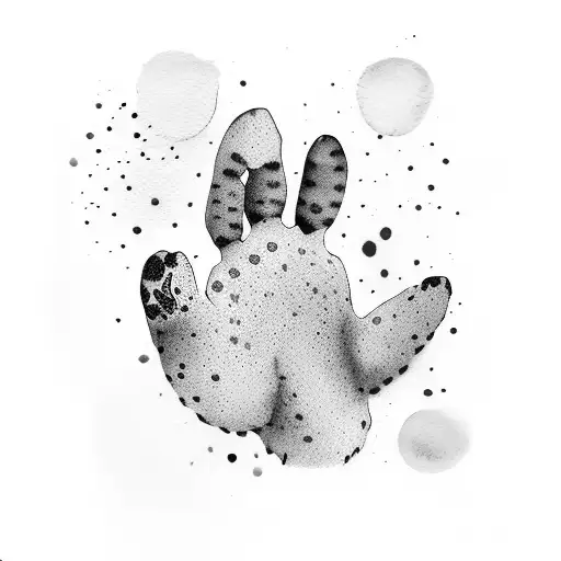 cat paw in watercolor Purple and yellow tattoo design idea