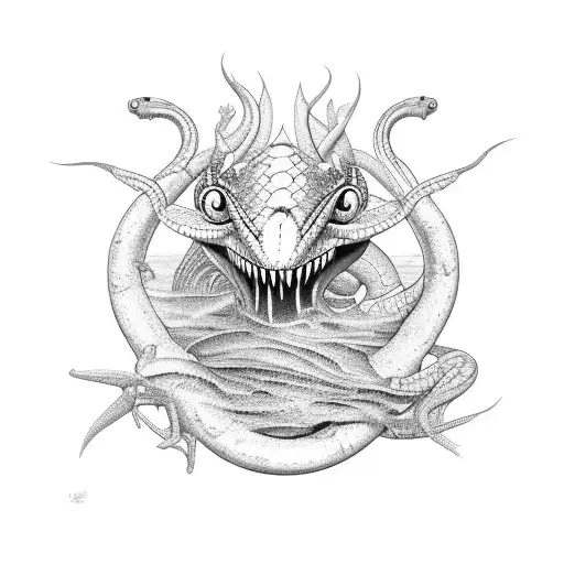 cobra com concha do mar  tattoo design idea