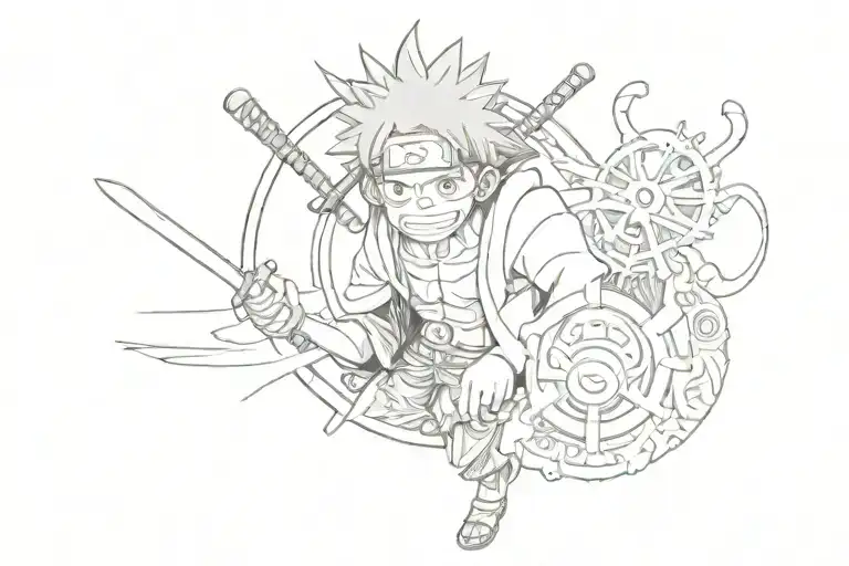 one piece x Naruto related tatto tattoo design idea