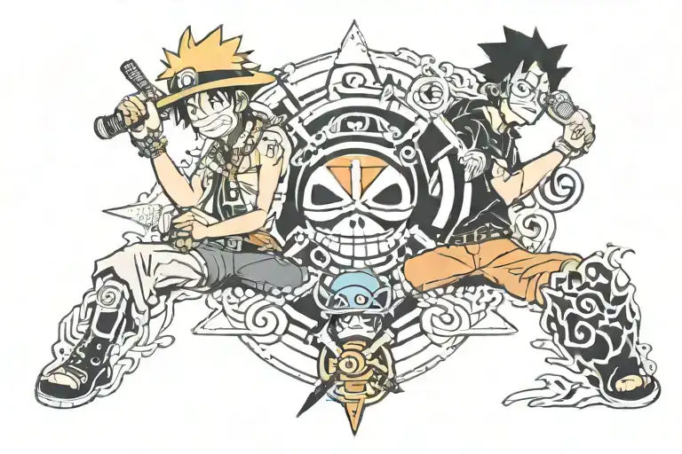 one piece x Naruto related tatto tattoo design idea