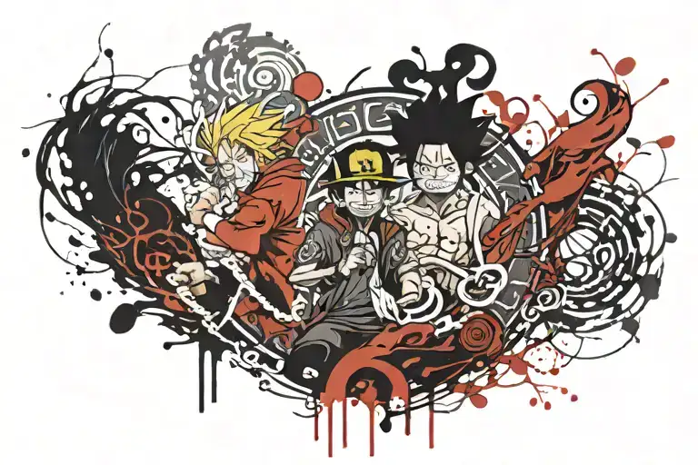 one piece x Naruto related tatto tattoo design idea