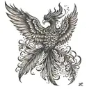 A phoenix rising from the ashes, with each feather symbolizing a family member tattoo design idea