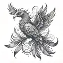 A phoenix rising from the ashes, with each feather symbolizing a family member tattoo design idea