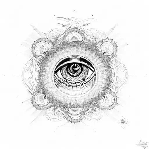 evil eye with mandala tattoo design idea
