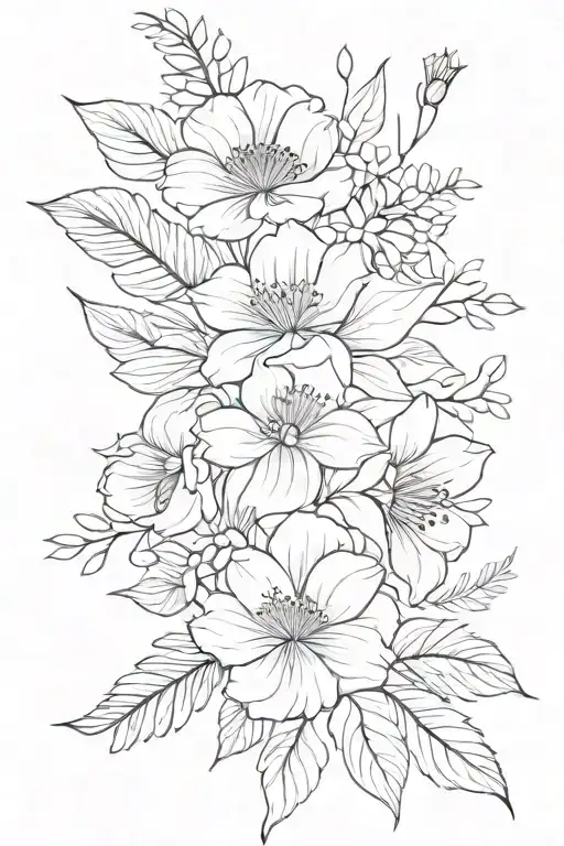 birth flower bouquet tattoo design idea