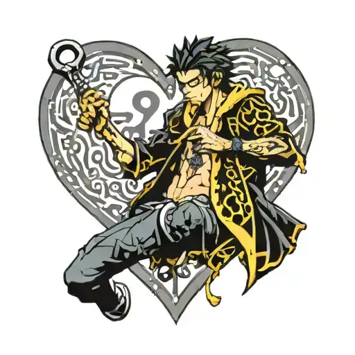 trafalgar law heart tattoo design idea