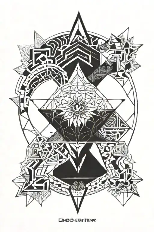 geometric mandala design incorporating elements tattoo design idea