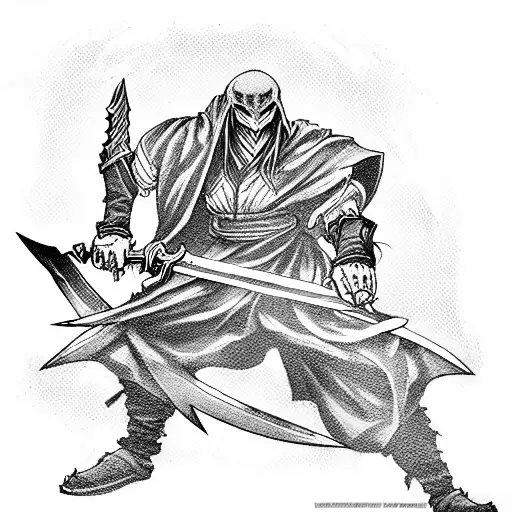 classic swordman from demon slayer tattoo design idea