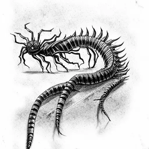  centipede from tokyo ghoul with agressive style tattoo design idea