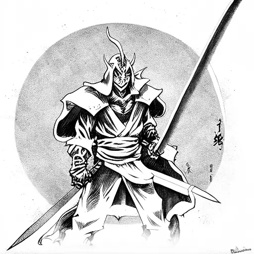 classic swordman like Yorichi from demon slayer tattoo design idea