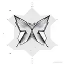 flipped triangle containing cricle ,first angle containing butterfly wings , second angle contining infinity symbol  tattoo design idea