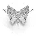 flipped triangle containing cricle ,first angle containing butterfly wings , second angle contining infinity symbol  tattoo design idea