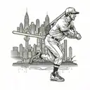 Design a tattoo of a baseball player wearing traditional Lithuanian attire, set against a backdrop of the Toronto skyline tattoo design idea