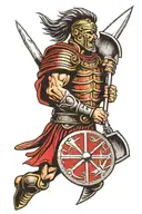 Gladiator warrior with sword and shield tattoo design idea