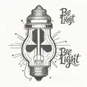 simple light bulb with cross as filament with the words be the light tattoo design idea
