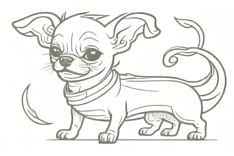 funny stupid Chihuahua hotdog costume tattoo design idea
