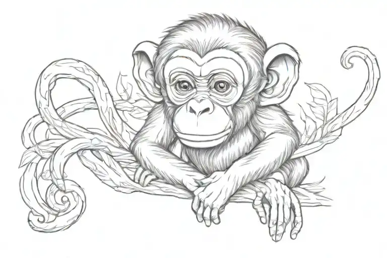 Cute monkey tattoo design idea