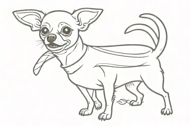 funny stupid Chihuahua hotdog costume tattoo design idea