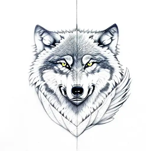 Wolf (fenrir) with an eagle side by side tattoo design idea