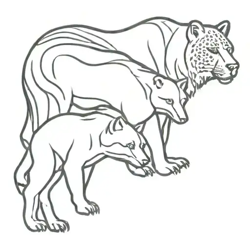 bear wolf frog and jaguar roaming freely tattoo design idea