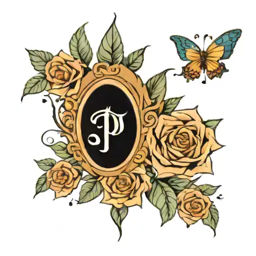 P and J hidden  tattoo design idea
